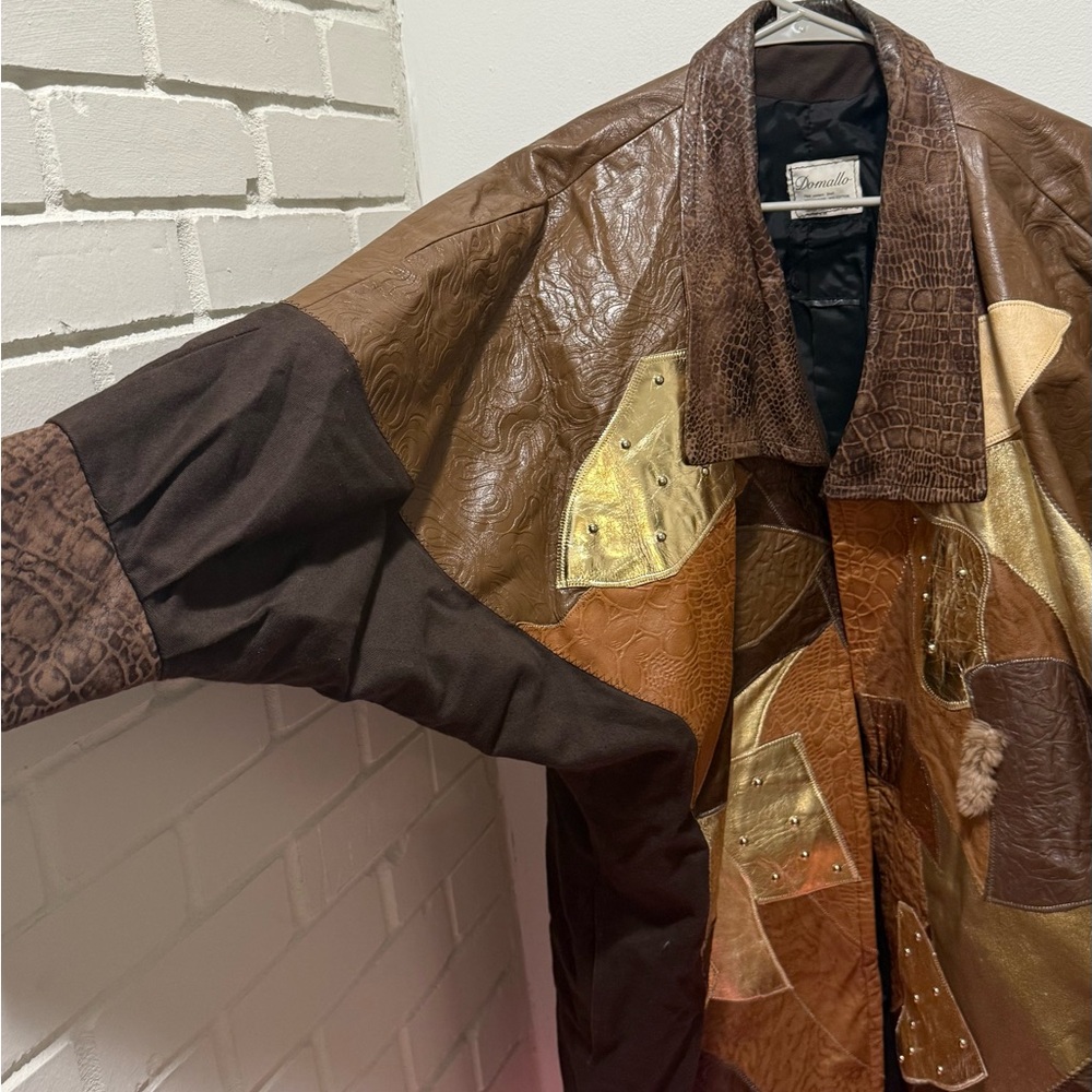 Domallo Multicolor Patchwork Leather Coat - image 5